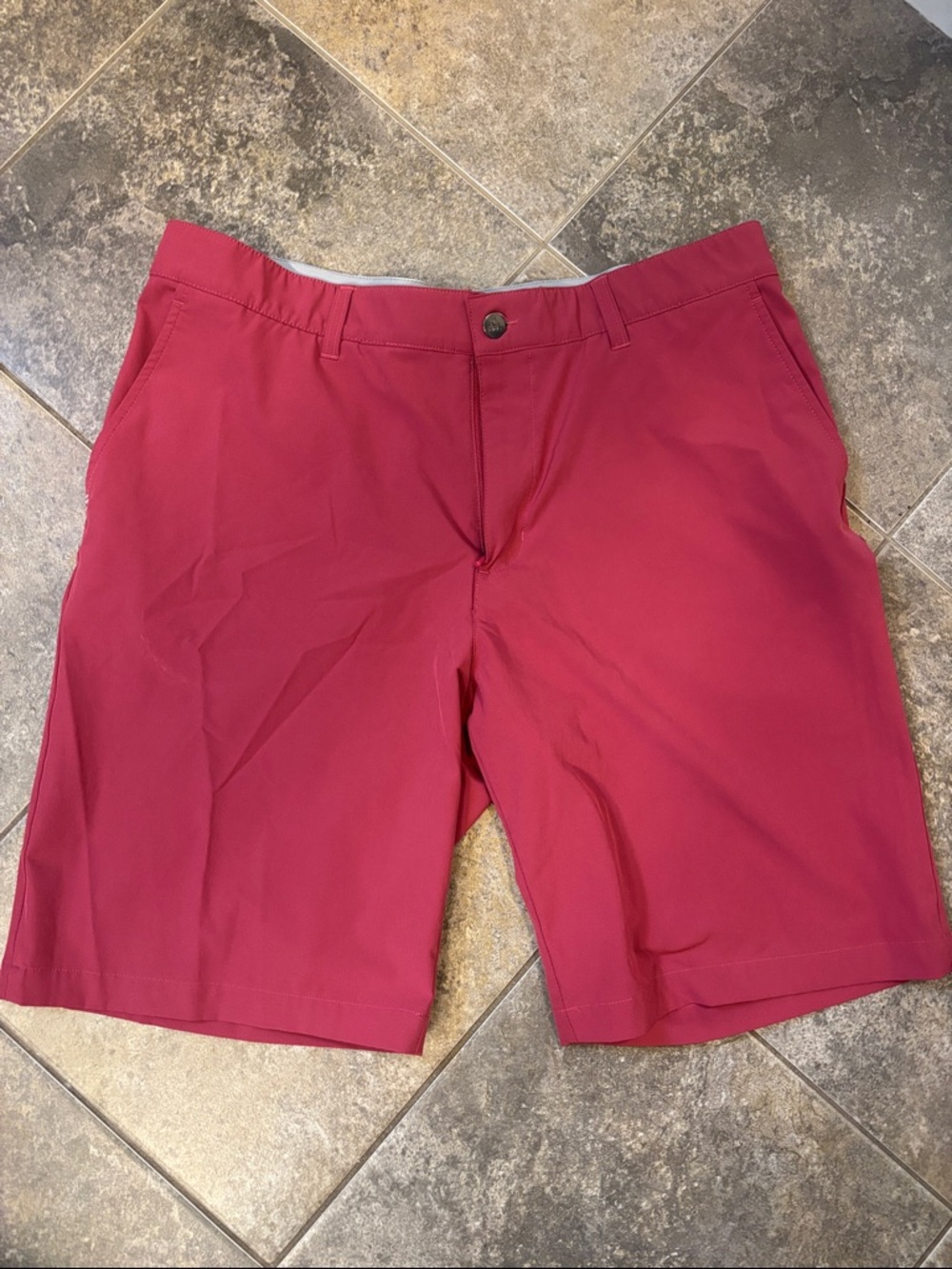 adidas Men's Raspberry Red Flat-Front Shorts